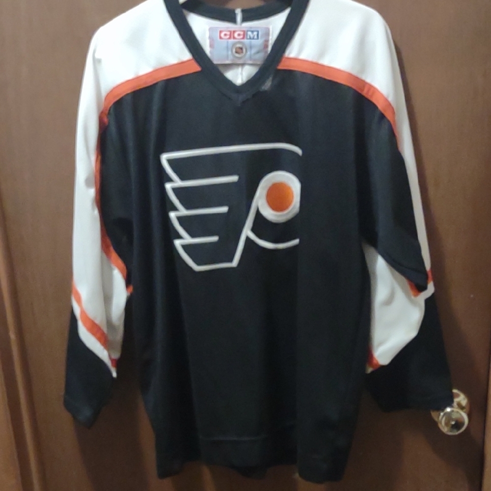 CCM Philadelphia Flyers Black and White Jersey with Orange Highlights